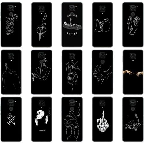 For Xiaomi Redmi Note 9 Case Soft Tpu Phone Back cover On Redmi Note 9 Pro Silicon Bumper Shell Funda Skin shockproof black cute