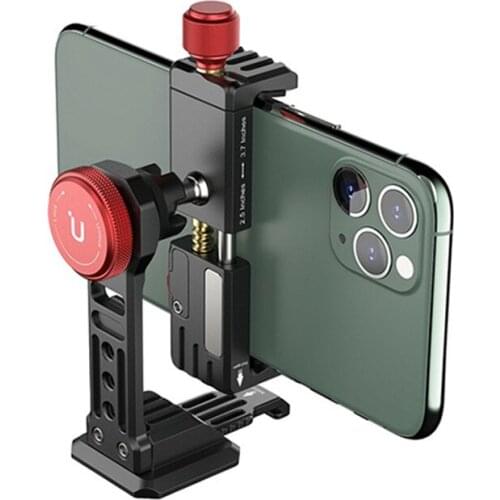 Aluminum Alloy Phone Holder 360° Adjustable Bracket Clamp Mount Clip w/Cold Shoe Smartphone Vlog Extended Parts