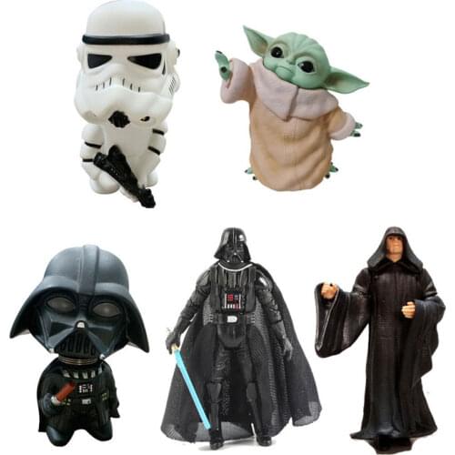 Disney Star Wars 8-10cm Anime Figure doll Action Force Awakens Black Series Darth Vader baby yoda toys model For children gift