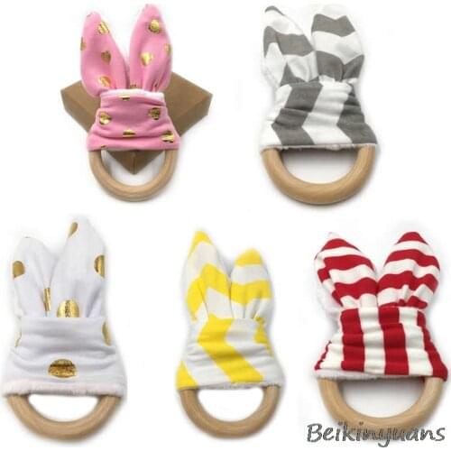 Boy girl Bunny Ear bracelet Teether Safe Organic Wood Teething small Gift teeth grinding machine Dental practice toys