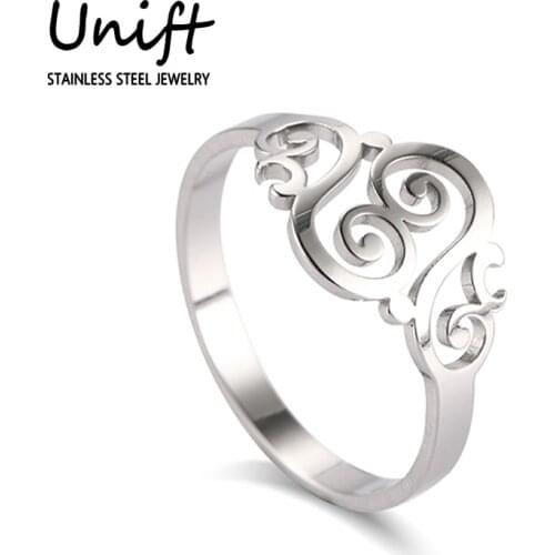Unift Flower Hollow Design Band Ring Ancient Wicca Stainless Steel Jewelry Man Women Rings Retro Trendy Amulet Accessories Gift