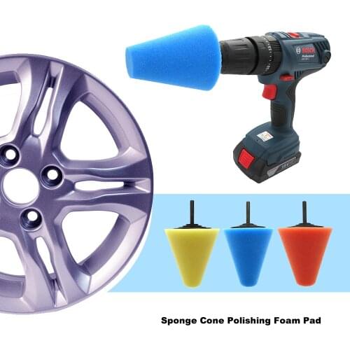Wheel Hub Polish Buffing Shank Polishing Sponge Cone Metal Foam Pad 6MM Car maintenance Automobile Cleaning Tool