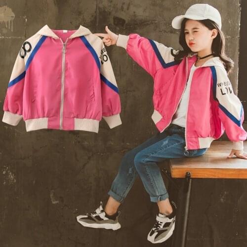 Girls Jacket 2020 Autumn Playful Color Matching Hooded Jacket Fall Clothes for Kids Jackets for Girls Kids Coats Girls 3 -14Y
