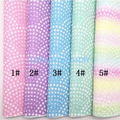 LEOsyntheticoDIY Polka Dots Chunky Glitter Fabric Leather Vinyl Synthetic Leather with Felt Backing Bows DIY 21X29CM T122A