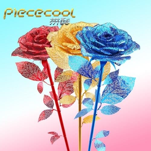MMZ MODEL Piececool 3D metal puzzle Romantic Rose Assembly metal Model kit DIY 3D Laser Cut Model puzzle toys for Lover Gift
