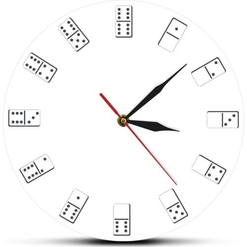 Pai Gow Games Wall Art Casino Chinese Dominoes Dice Inspired Wall Clock Fun Home Decor Gambling Set Silent Swept Wall Watch