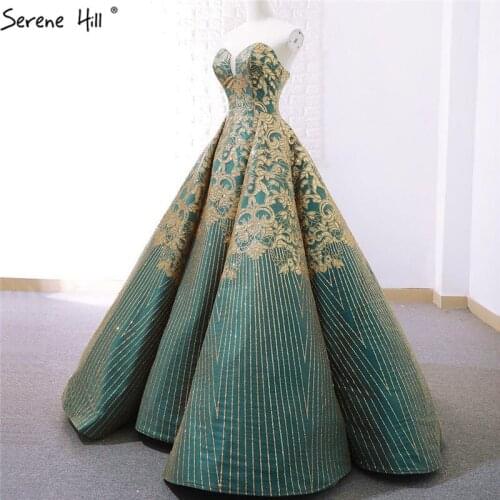 Real Photo Green Gold Sexy High-end Wedding Dresses 2020 Luxury Off Shoulder Lace Up Glitter Bridal Wedding Gowns