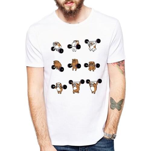 Newest fashion Animal Exercise Design men t-shirt English Bulldog Pug/Cat/Beagle printed summer tops custom novelty Tee
