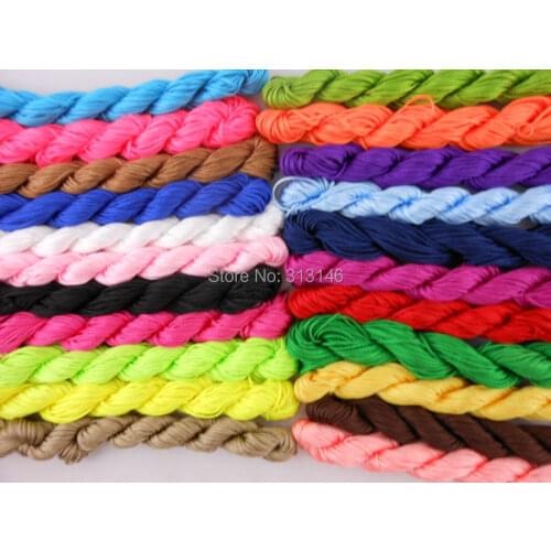 Wholesale 22 Rolls1.5mm Macrame Beading Rattail Braided Nylon Cords Chinese Knot Kumihimo String Thread for Shamballa Bracelet
