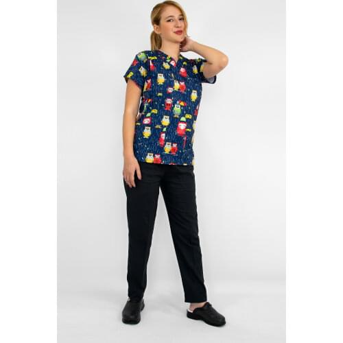 Nur Orthopedics Rainy Owl Surgery Doctor Nurse Hospital Cook Lycra Uniform Bottom Top Set