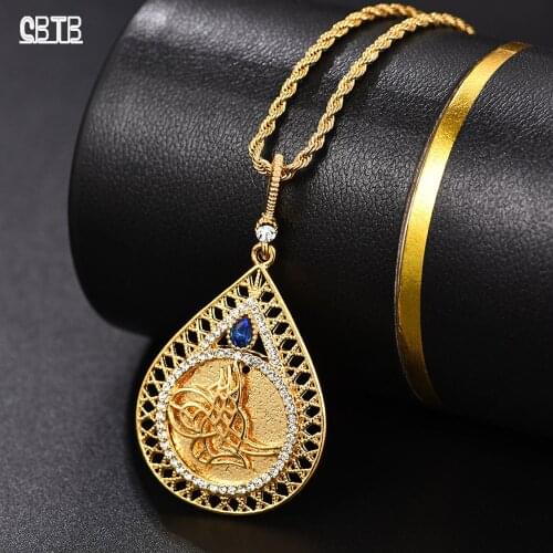 Red/Blue Crystal Pendant Necklace Jewelry for Middle Eastern Women Wholesale Islamic Muslim New Fashion Luxury Jewelry Gifts