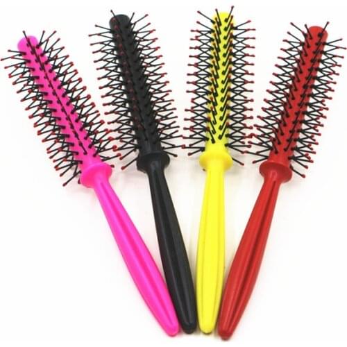 1pc New Round Hair Comb Curling Hair Brushes Curly Hairbrush Massage Plastic Roller Straight Hairdressing Salon Styling Tools