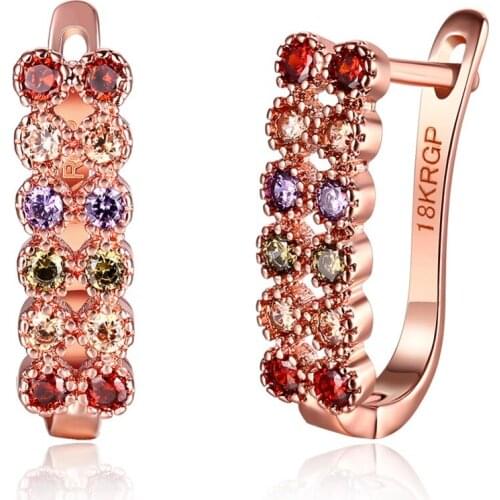 Rose Gold color Clip Earrings With AAA Zircon Fashion Jewelry Beautiful Christmas Gifts For Women Top Quality E120