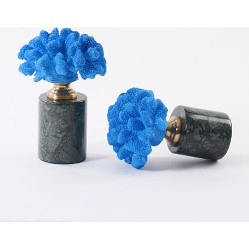Blue marble coral ornaments modern model room crafts living room home wine cabinet decorations