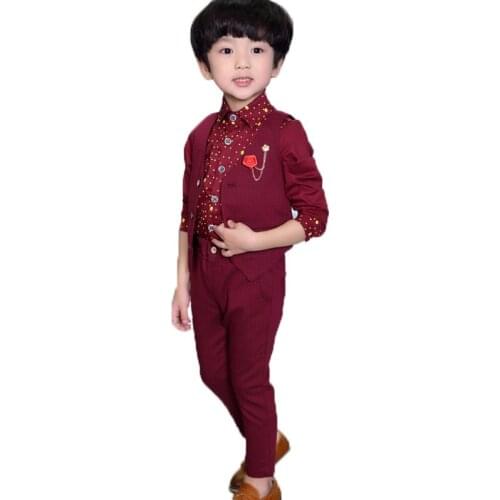 Flower Boys Formal Suit School Children Performance Uniform Dress for Girl Wedding Suit Gentleman Kids Piano Vest Pants 2pcs Set