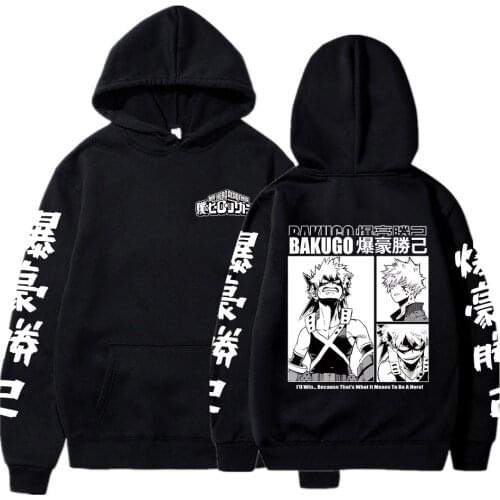 Gothic Cartoon Grumpy Boy Bakugou Katsuki My Hero Academia Anime Hoodies Harajuku Boku No Hero Academia Men Winter Sweatshirts
