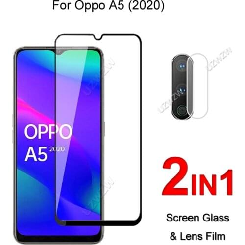 Full Cover Glass For Oppo A5 (2020) Screen Protector Protective Tempered Glass Explosion Proof & Camera Lens Film
