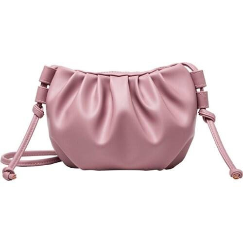 Women Travel Handbag Crossbody Bag Pleated Dumpling Korean Style Trendy Simple Pure Color PU Bag Cloud Bag Shoulder Bags