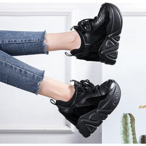 Ladies Chunky Platform Sneakers Autumn Winter Women 12CM High Heels Casual Shoes Woman Height Increasing Outdoor Sport Shoes