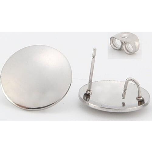 10pcs Stainless Steel Round Earring Post W/Stoppers Post Earring Studs Pins For DIY Jewelry Finding Steel Ear Jewelry Findings