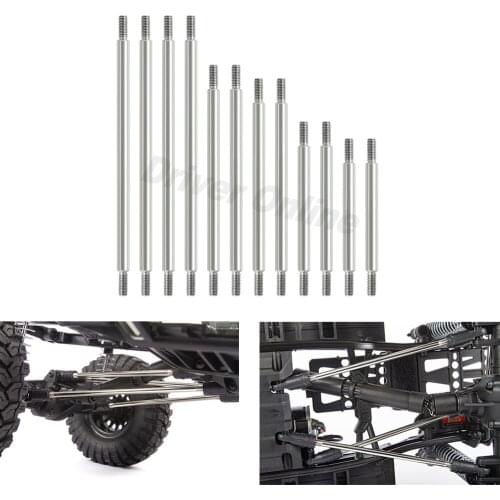 12pcs Link Stainless Steel Connecting Rod with Dual End Thread for 1/10 RC crawler Traxxas TRX6 G63 Chassis Upgrade Parts