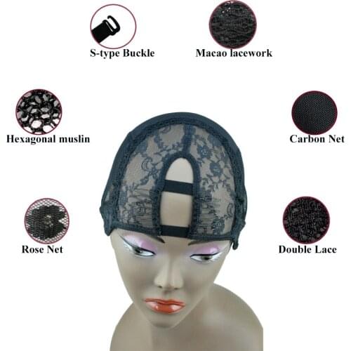 2 Combs S/M/L Size-Middle U Part Weaving Wig Cap Foundation inside inner for Wig Making Hair Extension weft DIY Black Color