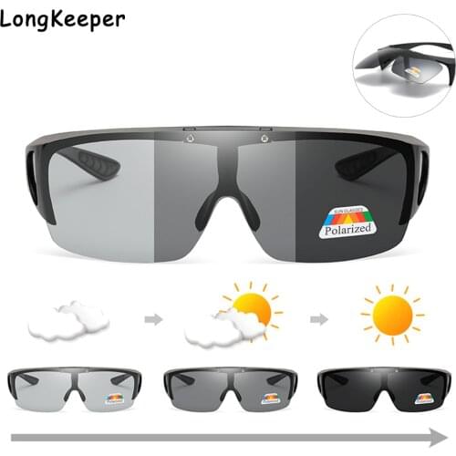 2020 Square Flip Up Polarized Sunglasses Men Women Outdoor Sports Photochromic Eyewear Male Driving Fishing Sun Glasses Goggles