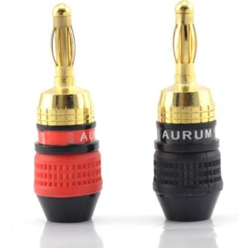 4pcs Hi-end Aurum Pro Series 24k Gold plated plug Connector Banana Plugs hifi speaker banana plugs