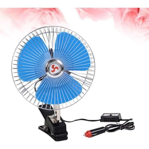 8 Inch 12V Car Vehicle Oscillating Van Fan Portable Dashboard Cooling Clip-On Fan (Blue)