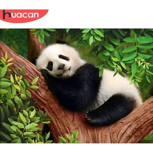 HUACAN 5d Diamond Painting Full Drill Panda Home Decor Diamond Mosaic Embroidery Animal Tree Scenery Wall Stickers
