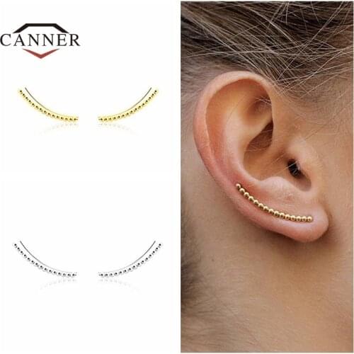 CANNER Copper Stud Earrings for Women Fashion Single Row Round Bead Small Piercing Cartilage Earring Jewelry Pendients Gifts