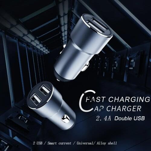 Mini USB Car Charger Dual USB 2.4A Charging Mobile Phone Tablet GPS Universal Fast charging Car-Charger Adapter Accessories