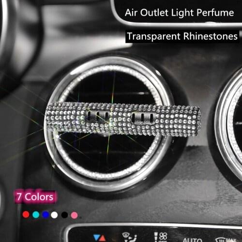 Car Freshener Perfume Clip Rhinestone Bling Interior Accessories for Woman Air Outlet Vent Solid Light Smell Fragrance Scent
