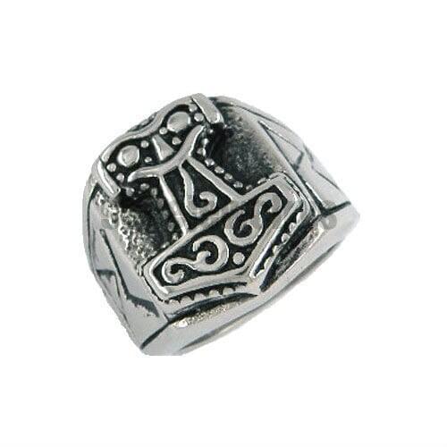 Free shipping! Symbol Myth Thors Hammer Ring Stainless Steel Jewelry Classic Motor Biker Ring SWR0041