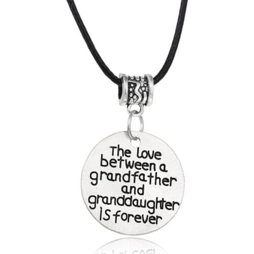Bespmosp Love Between Grandfather Granddaughter Necklace Charm Leather Rope Chain Pendant Family Grandpa Girls Men Jewelry Hot