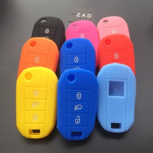 ZAD silicone car key cover case shell skin holder set for Peugeot 3008 208 308 RCZ 508 408 2008 407 307 4008 3button key cover