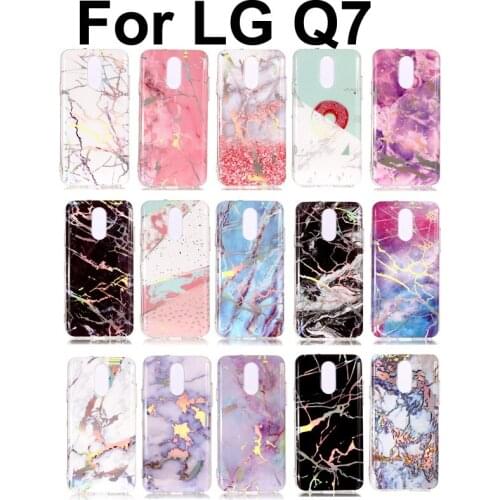 For LG Q7 Q7A Laser print Marble painted TPU phone cover capa,for LG Q7+ Q7 Plus Q 7 anti-fall silica soft back case fundas