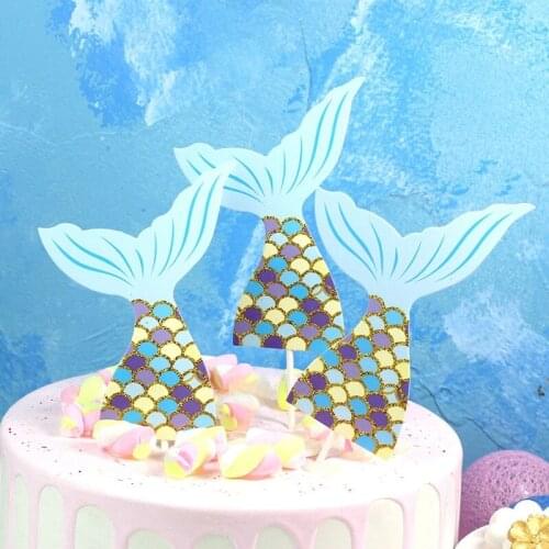 Kids Happy Birthday Cake Toppers New Mermaid Cupcake Picks For Wedding Party Cake Decoration Topper Supplies