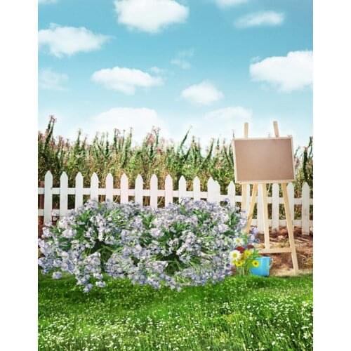 Lawn Fence Flowers Photography Backdrops Photo Props Studio Background 5x7ft