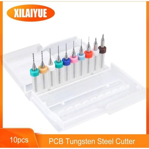 10pcs/set PCB Tungsten Steel Cutter（0.1mm to 1.0mm）Mini Drill Bit Carbide For Print Circuit Board CNC Drill Bits Machine