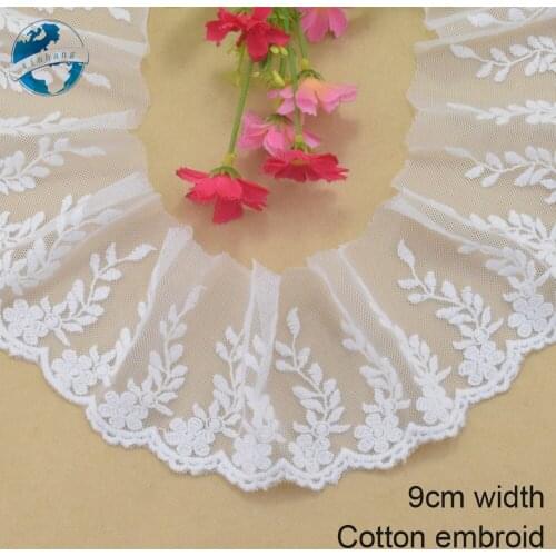9cm wide Cotton embroid lace edge sewing ribbon guipure trim wedding lace DIY Garment Accessories french african doll lace#3928