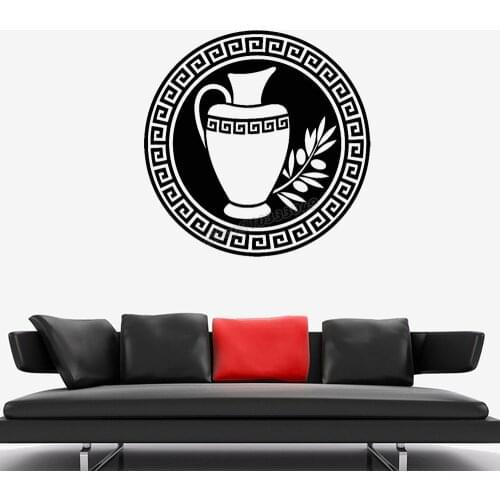 Greek vase Wall Decal Antique Greek Ornament Jug Olive Branch Wall Stickers for Home Decor Vinyl Art Wall Decor Wallpaper B475