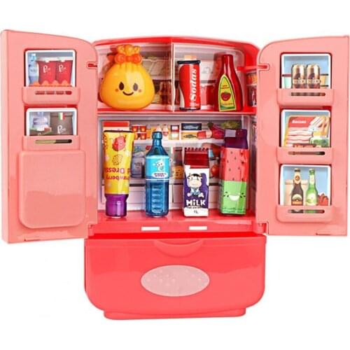 Simulation Miniature Double Door Refrigerator Kids Pretend Play House Toy Gift Door Refrigerator Kids Pretend Play House Toy Gif