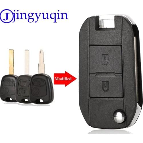 Jingyuqin Remote Car Key Fob Shell Case Cover 2 Buttons For Peugeot 106 206 306 406 For Citroen C2 C3 Xsara Picasso