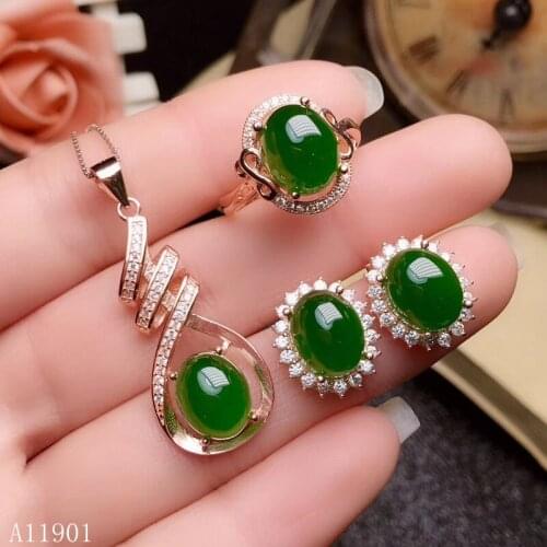 KJJEAXCMY exquisite jewelry 925 Silver-inlaid Natural Jasper Jewelry Earrings and Earrings for Suspension Ring Support Detection