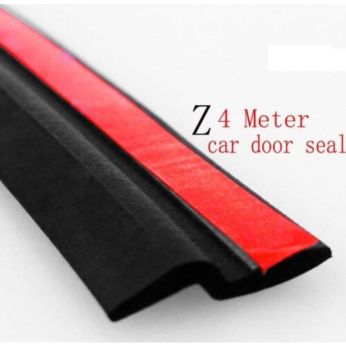 4 Meter Z Type Adhesive Car Rubber Seal Sound Insulation Car Door EPDM Sealing Strip Weatherstrip Car Styling Trim Seal Filler