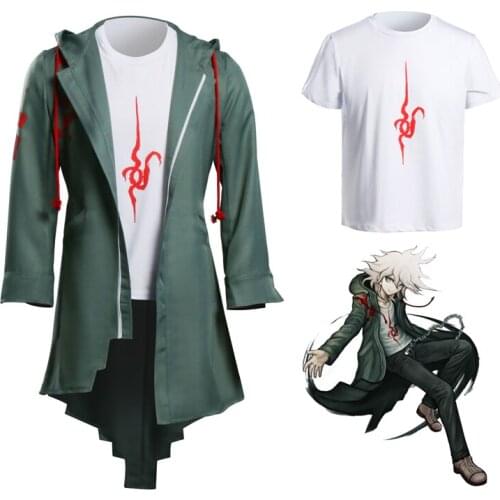 Super Danganronpa 2 Nagito Komaeda Cosplay Jacket T-shirt Sets Halloween Costumes for Women Men Adult Anime Clothes