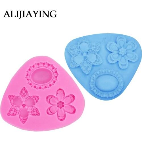 M0326 Diamond Gemstone 3D Flower Silicone Cake Mold Fondant Chocolate Decoration Tools gem Moulds