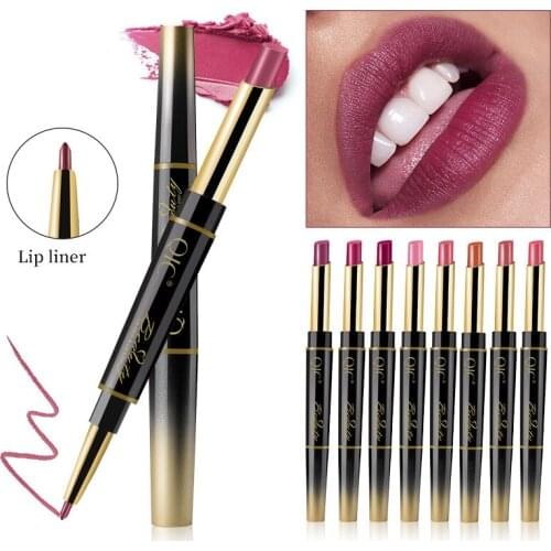 QIC 1 Pc Double Head Matte Lipstick Nude Moisturizing Smooth Waterproof Long Lasting Rotatable Lips Makeup Beauty Gift Set