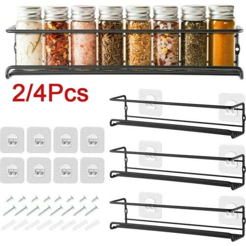 2/4PCS Metal Hanging Cabinet Seasoning Spice Storage Rack Non-porous Kitchen Cabinet Door Tableware Storage Washing Station